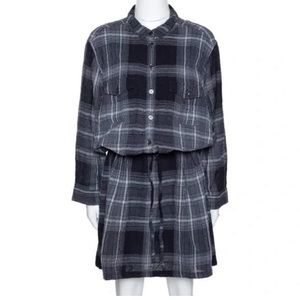 Burberry Brit Grey Plaid Wool Drawstring
Detail Mini Dress